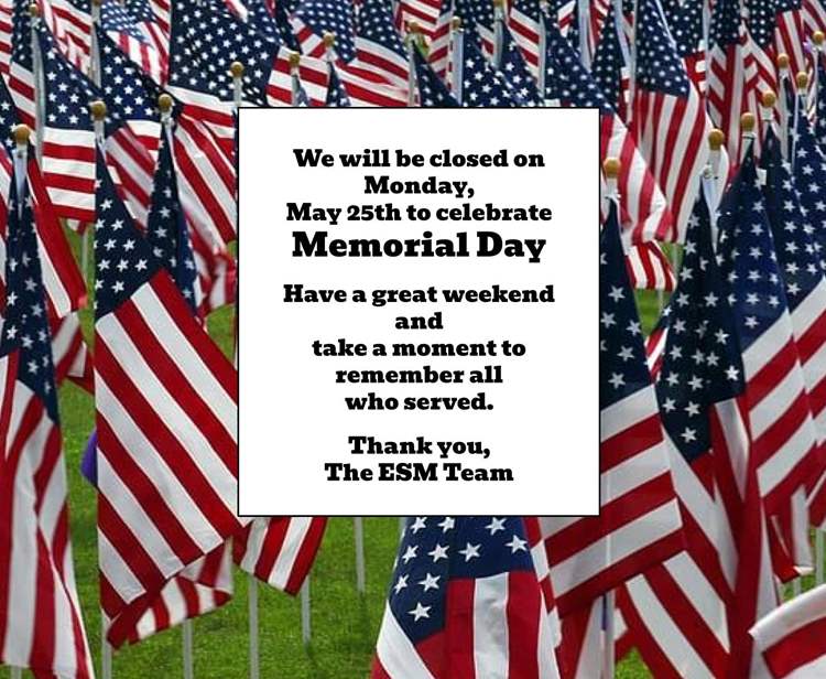 Closed for Memorial Day